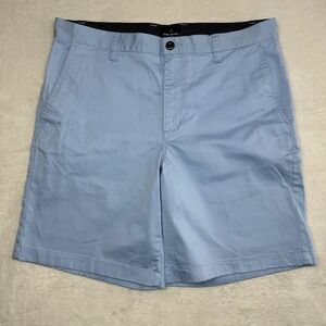 Daniel Hechter Paris Mens 36 Chino Shorts Light Blue Flat Front Cotton Blend